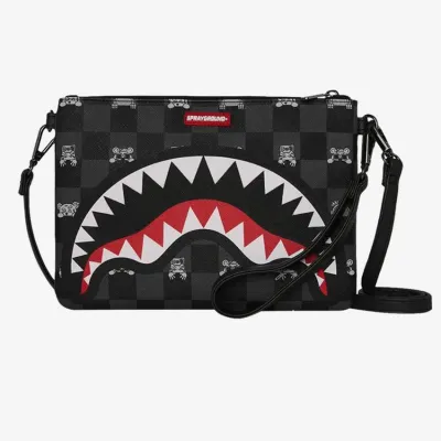Sprayground Gray Peeking Character Check Crossover Clutch Μαύρο