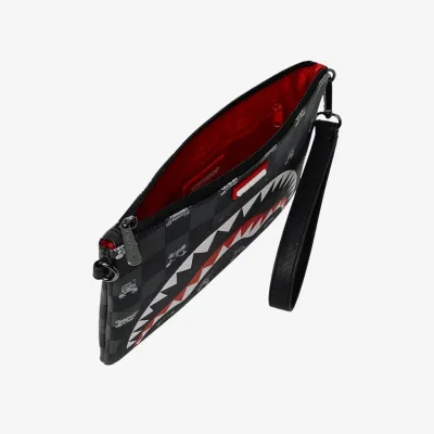 Sprayground Gray Peeking Character Check Crossover Clutch Μαύρο