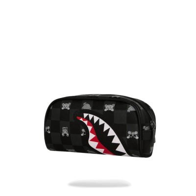 GRAY PEEKING CHARACTER CHECK PENCIL POUCH Μαύρο