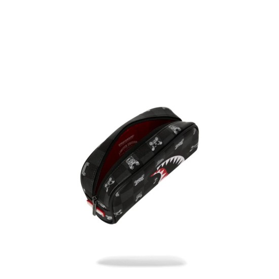 GRAY PEEKING CHARACTER CHECK PENCIL POUCH Μαύρο