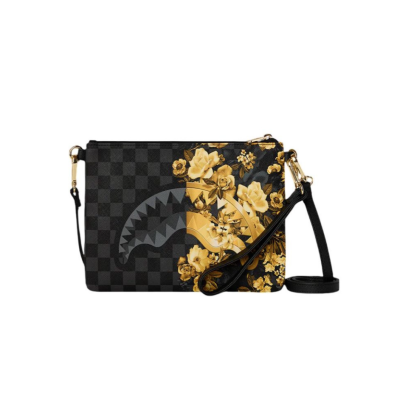 SPRAYGROUND GOLD FLORAL REMIX CROSSBODY POUCHETTE Μαύρο