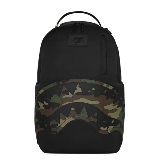 SPRAYGROUND SHARK CENTRAL BLACK NYLON CAMO EMB SHARK BACKPACK Μαύρο