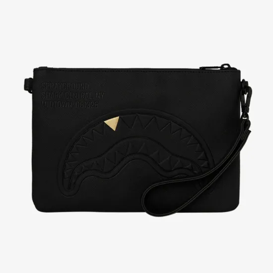 Sprayground Blacked Out Embossed Gold Tooth Crossover Clutch Μαύρο