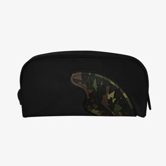 Sprayground Shark Central Black Nylon Camo Embossed Shark Pouch Μαύρο