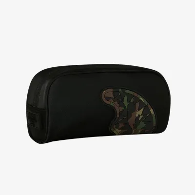 Sprayground Shark Central Black Nylon Camo Embossed Shark Pouch Μαύρο