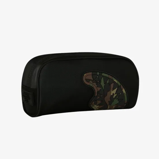 Sprayground Shark Central Black Nylon Camo Embossed Shark Pouch Μαύρο