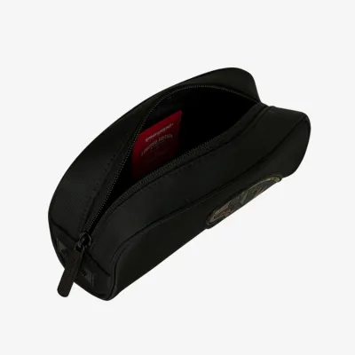 Sprayground Shark Central Black Nylon Camo Embossed Shark Pouch Μαύρο