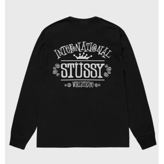 Stussy Worldwide Longsleeve Tee Pigment Dyed Black Μαύρο
