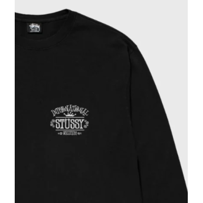 Stussy Worldwide Longsleeve Tee Pigment Dyed Black Μαύρο Stussy Worldwide Longsleeve Tee Pigment Dyed Black Μαύρο