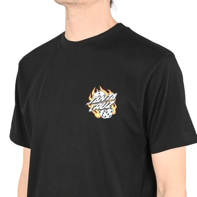 Santa Cruz Flaming Dice Dot Chest T-Shirt Μαύρο Santa Cruz Flaming Dice Dot Chest T-Shirt Μαύρο