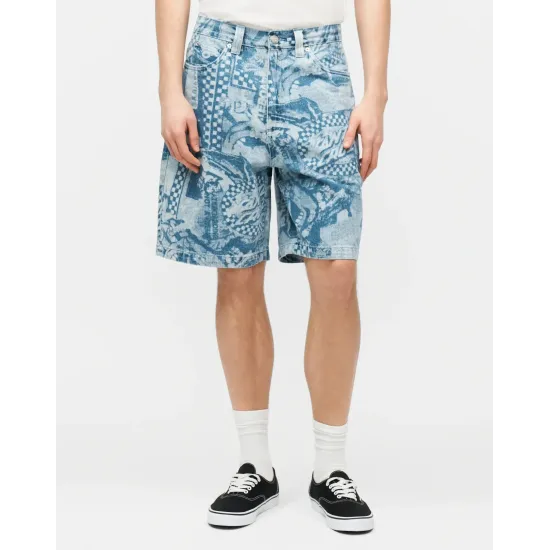 Santa Cruz Carpenter Big Shorts Stonewash Collage Μπλε