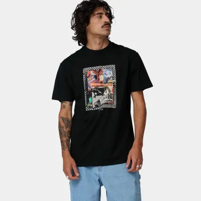 Santa Cruz Flaming Dice Dot Chest T-Shirt Μαύρο