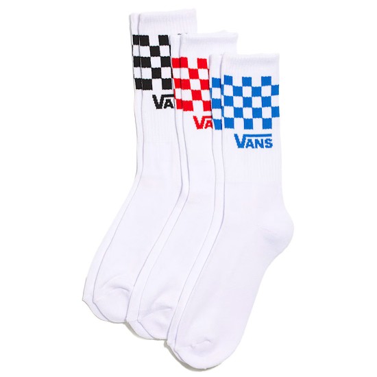 Vans Classic Check Crew Socks White 3Pack Άσπρο