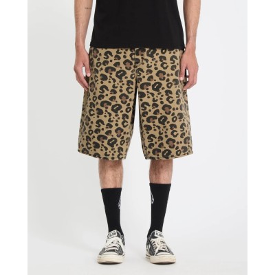 Volcom Chillow Denim Short 24 Animal Print Μπεζ