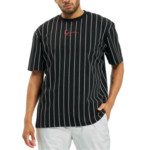 KARL KANI T-SHIRT SMALL SIGNATURE PINSTRIPE Mαύρο