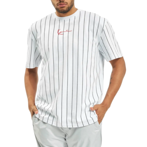 KARL KANI T-SHIRT SMALL SIGNATURE PINSTRIPE Άσπρο