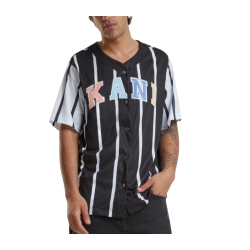 Karl Kani Serif Striped Block Baseball Shirt Μαύρο