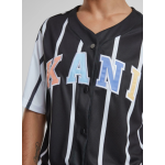 Karl Kani Serif Striped Block Baseball Shirt Μαύρο
