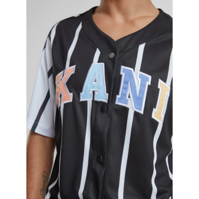 Karl Kani Serif Striped Block Baseball Shirt Μαύρο Karl Kani Serif Striped Block Baseball Shirt Μαύρο