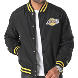 New Era LA Lakers Team Script Black Bomber Jacket Μαύρο