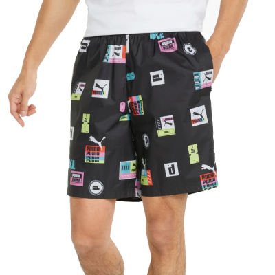 Puma Brand Love Printed Mens Shorts Mαυρο Puma Brand Love Printed Mens Shorts Mαυρο