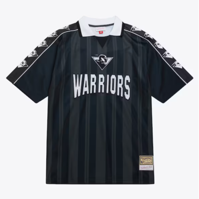 Mitchell & Ness Golden State Warriors Black Hardwood Classics Striker V-Neck Polo Μαύρο