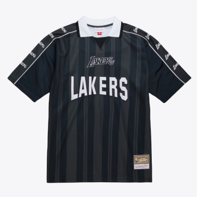 Mitchell & Ness Los Angeles Lakers Black Hardwood Classics Striker V-Neck Polo Mαύρο