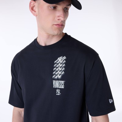 New Era New York Yankees MLB Wordmark Black Oversized T-Shirt Μαύρο 