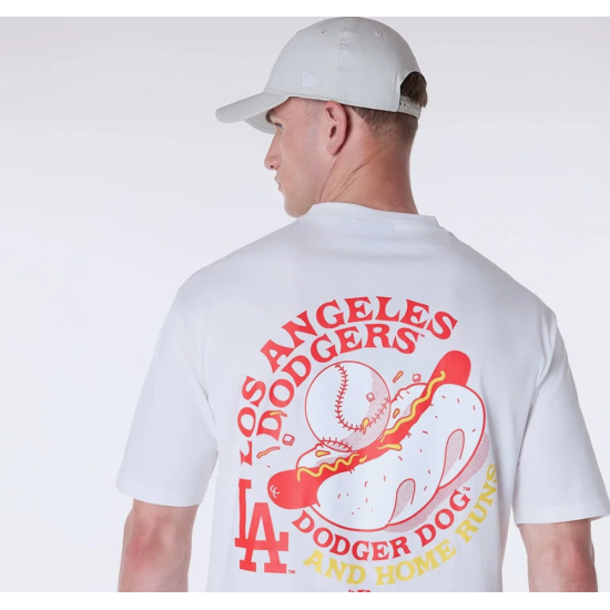 New Era LA Dodgers MLB Food Graphic Open White Oversized T-Shirt Άσπρο