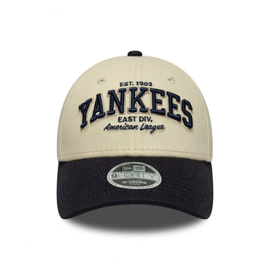 New Era New York Yankees Youth MLB Wordmark Navy 9FORTY M Crown Cap Μπεζ