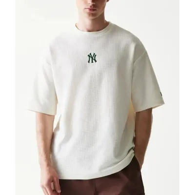 NEW ERA New York Yankees MLB Waffle Oversized T-Shirt - Open White  Άσπρο