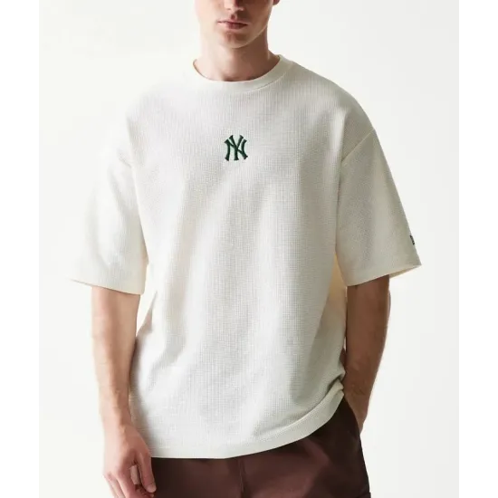 NEW ERA New York Yankees MLB Waffle Oversized T-Shirt - Open White  Άσπρο