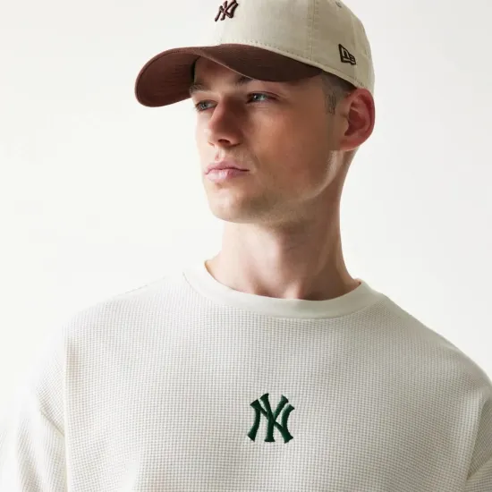 NEW ERA New York Yankees MLB Waffle Oversized T-Shirt - Open White  Άσπρο