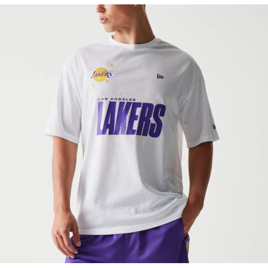 New Era LA Lakers NBA Graphic Mesh White T-Shirt Άσπρο