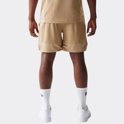 New Era Mesh Graphic Light Beige Oversized Shorts Μπεζ