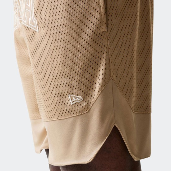 New Era Mesh Graphic Light Beige Oversized Shorts Μπεζ