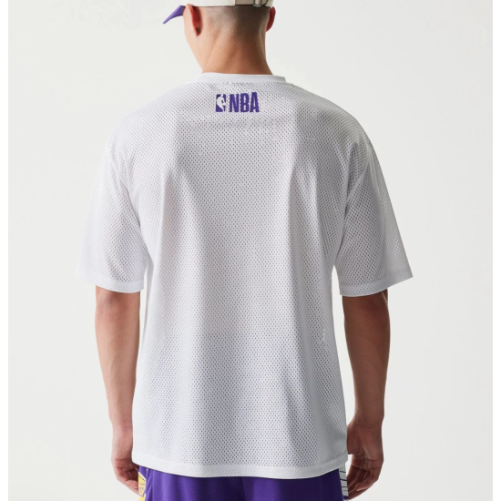 New Era LA Lakers NBA Graphic Mesh White T-Shirt Άσπρο