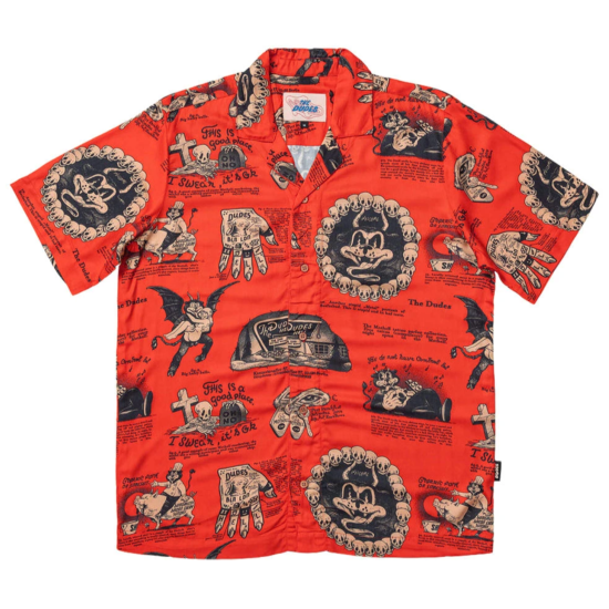 THE DUDES BEELZEBUD RED HAWAIIAN SHIRT MULTICOLOR Κόκκινο