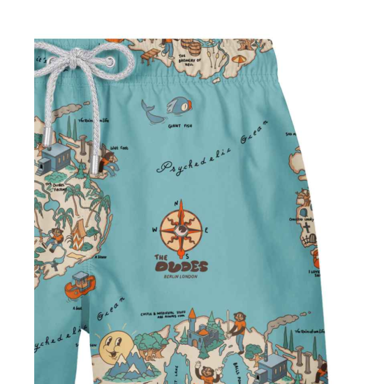 THE DUDES Dudland SWIM SHORTS MULTICOLOR Μπλε