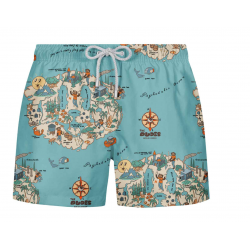 THE DUDES Dudland SWIM SHORTS MULTICOLOR Μπλε
