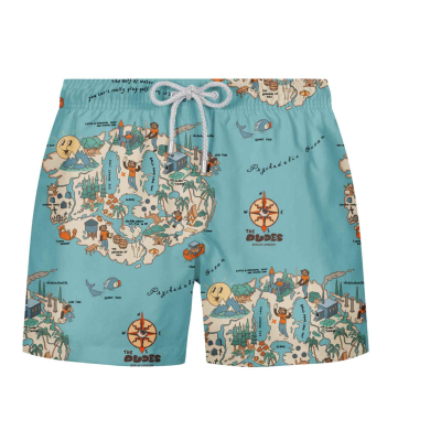 THE DUDES Dudland SWIM SHORTS MULTICOLOR Μπλε THE DUDES Dudland SWIM SHORTS MULTICOLOR Μπλε