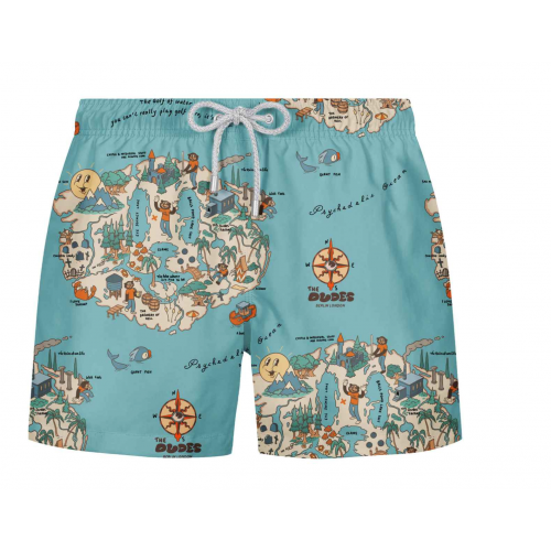 THE DUDES Dudland SWIM SHORTS MULTICOLOR Μπλε