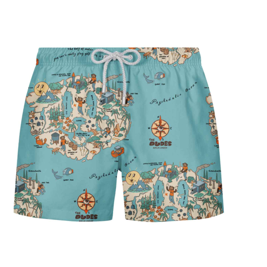 THE DUDES Dudland SWIM SHORTS MULTICOLOR Μπλε