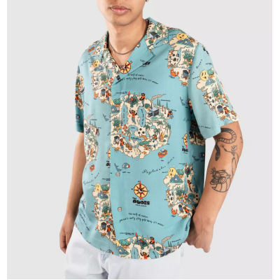 THE DUDES DUDLAND HAWAIIAN SHIRT MULTICOLOR Μπλε