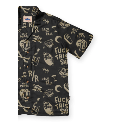 THE DUDES RACK AND RALL HAWAIIN SHIRT BLACK Mαύρο