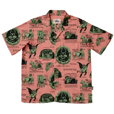 THE DUDES BEELZEBUD PINK GREEN HAWAIIAN SHIRT MULTICOLOR Ροζ