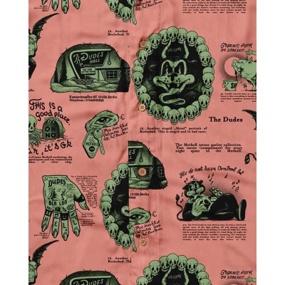 THE DUDES BEELZEBUD PINK GREEN HAWAIIAN SHIRT MULTICOLOR Ροζ
