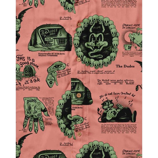 THE DUDES BEELZEBUD PINK GREEN HAWAIIAN SHIRT MULTICOLOR Ροζ