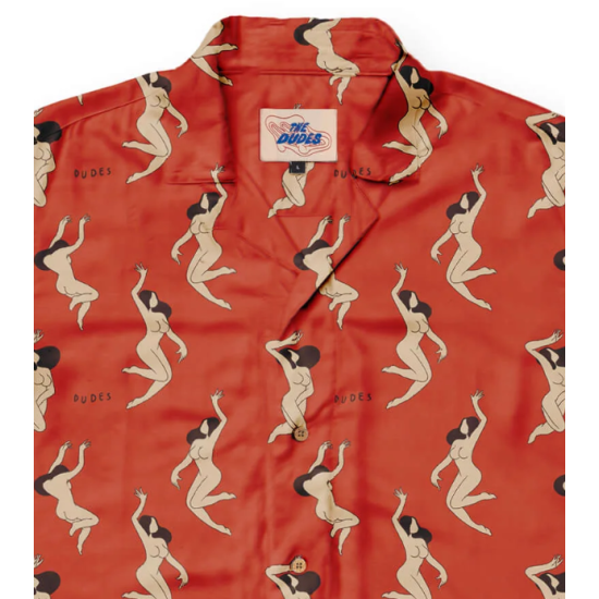 THE DUDES LADIES RED HAWAIIAN SHIRT MULTICOLOR Κόκκινο