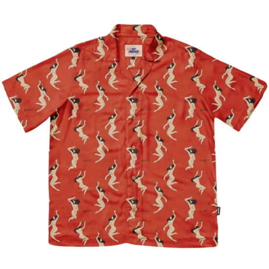 THE DUDES LADIES RED HAWAIIAN SHIRT MULTICOLOR Κόκκινο